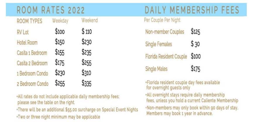 2022 Caliente Rates