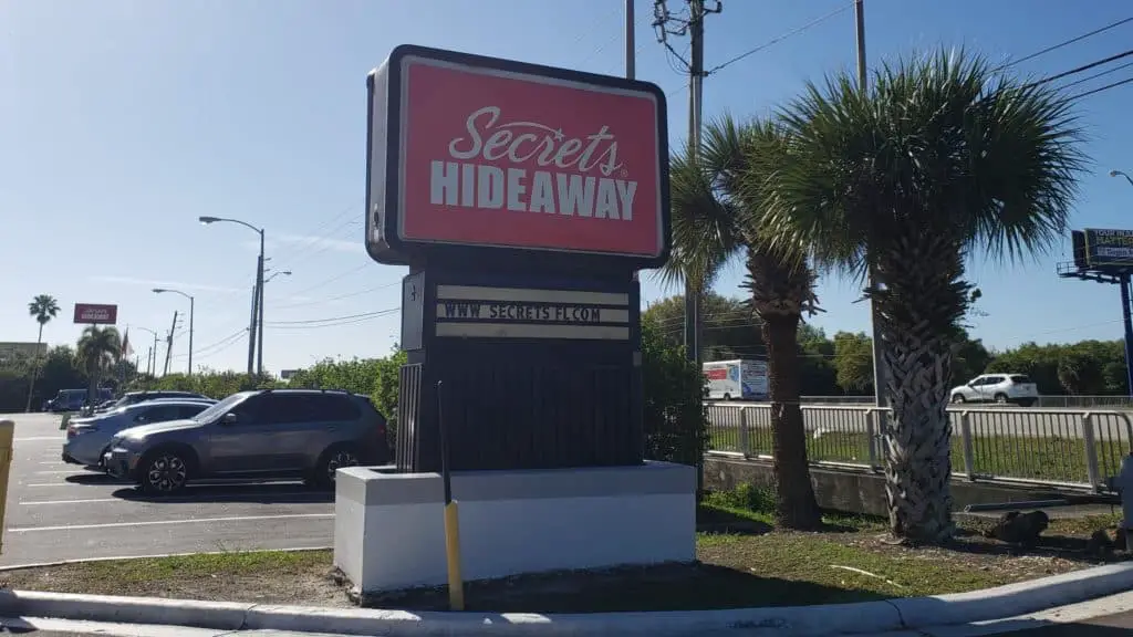 Sign at Secrets Hideaway Swinger Lifestyle Resort